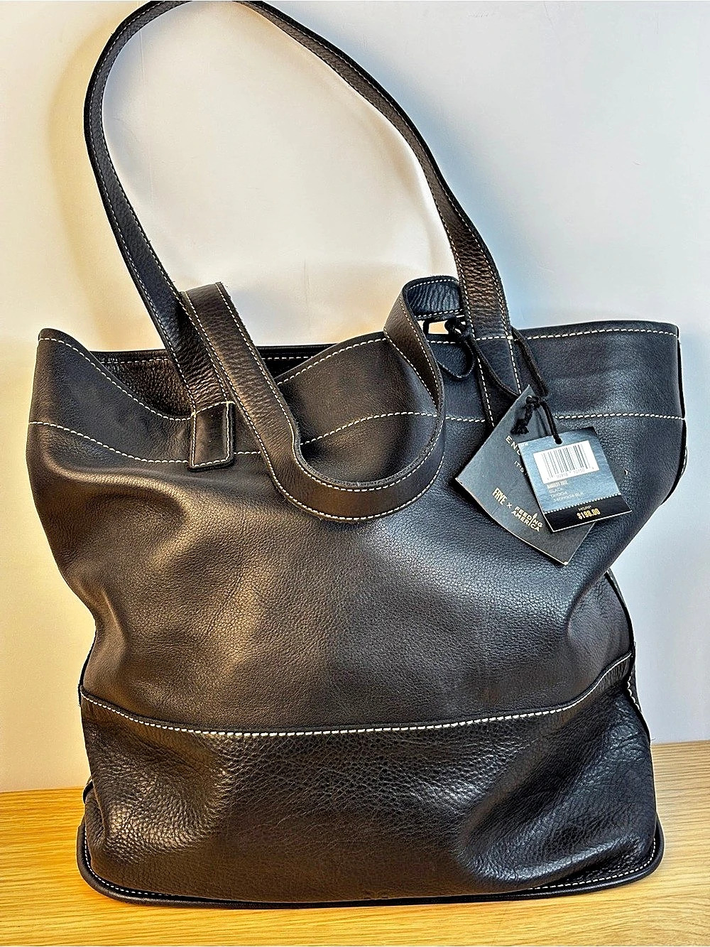 Frye Harvest Tote Black Leather NWT